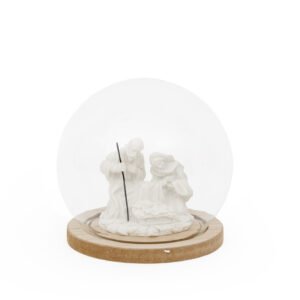 BASE WITH BELL JAR WITH NATIVITY FAMILY 9X9X0.9CM