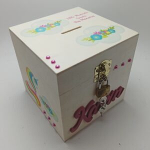 Money box with lock - Unicorn and Flowers Theme