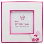 Pink frame, with baby stroller