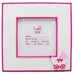 Pink frame, with baby stroller