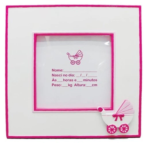Pink frame, with baby stroller