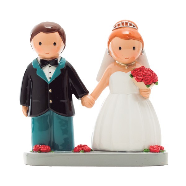 Bride and groom with base (red flowers)