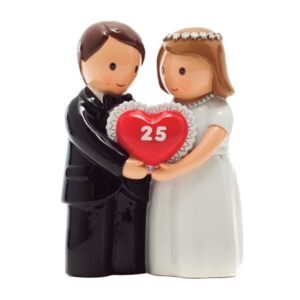 Bride and Groom with Red Heart "25"