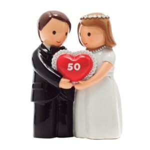 Bride and Groom with Red Heart "50"