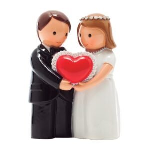 Bride and Groom with Red Heart