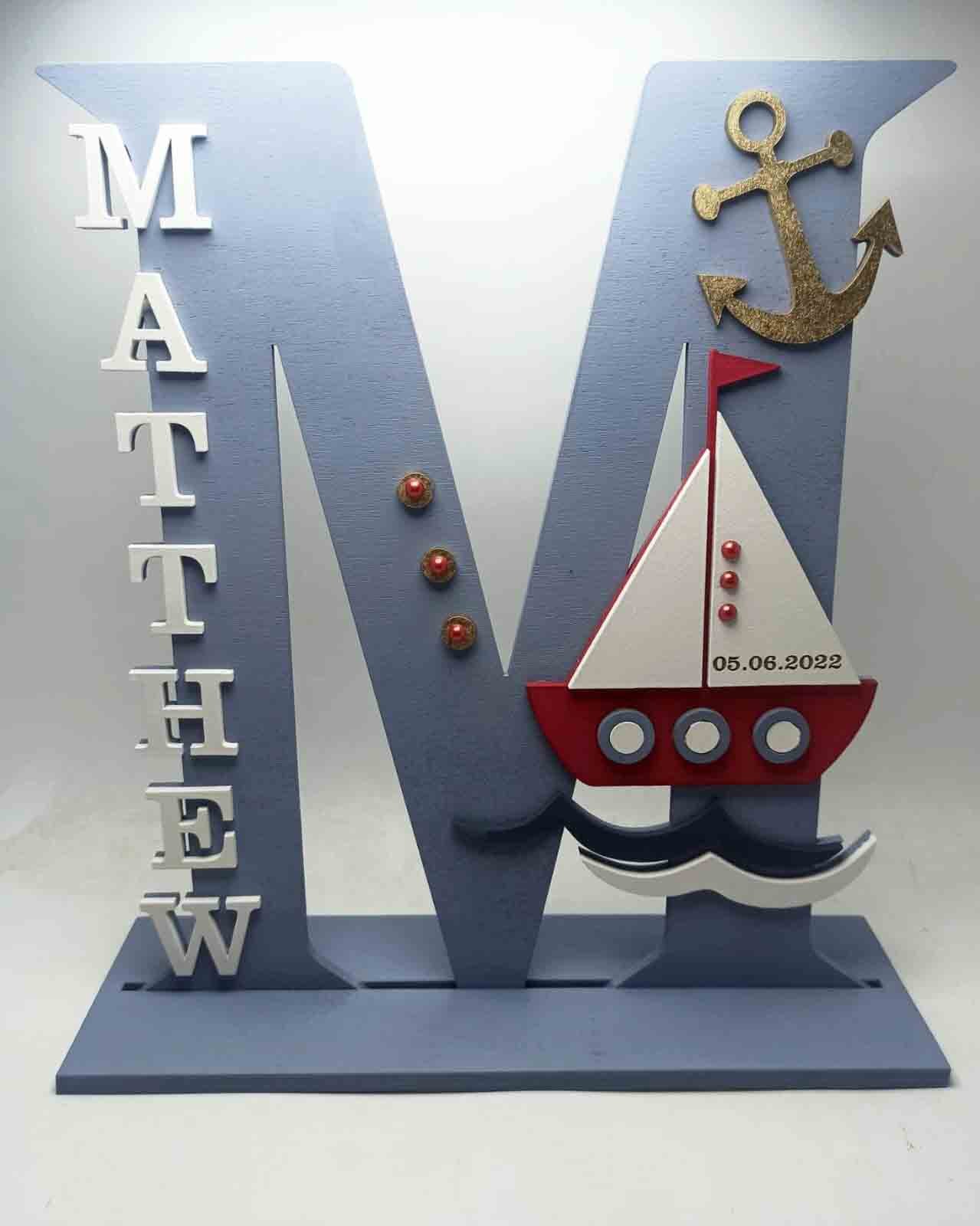 Standing Initial - Sailing Theme with D.O.B - Image 2