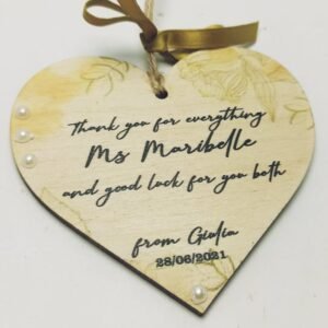 Hanging Wooden Heart Plaque - Thank You