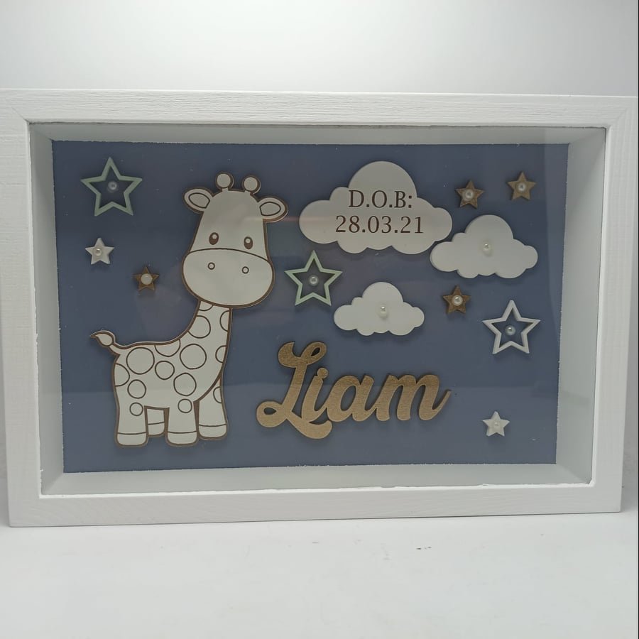 Baby Box Frame with Glass - Giraffe Theme 2