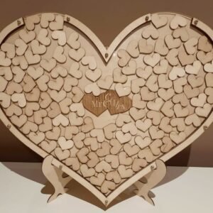 Large Wedding Guest Book with hearts (around 120 hearts) and Stand