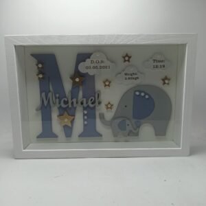 Baby Box Frame with Glass - Elephants Theme 2