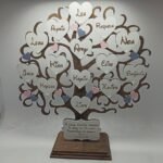 Wooden Class Tree with student names - pink and blue hearts - 1-20/1-25 names