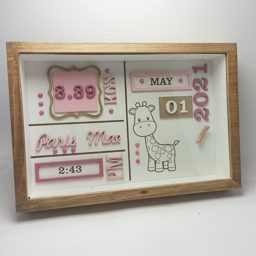Baby Box Frame with Glass - Giraffe Theme 3