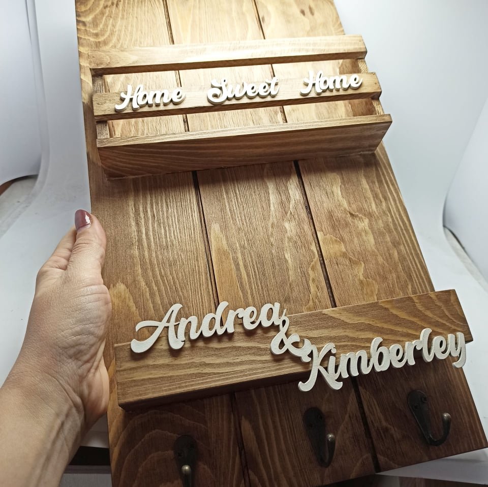 Personalised Key Holder Board with 3 Hangers - Image 7