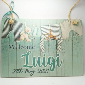 Personalised Hanging Sign - Welcome Baby -  21x29.7cm