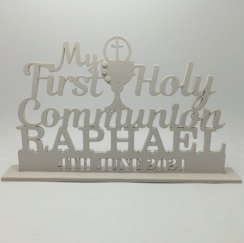 My First Holy Communion - Wooden Top Table Sign - 22x14cm