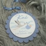 Wooden Hanging Plaque - Hand painted and Print - Boy/Girl - 12x12cm