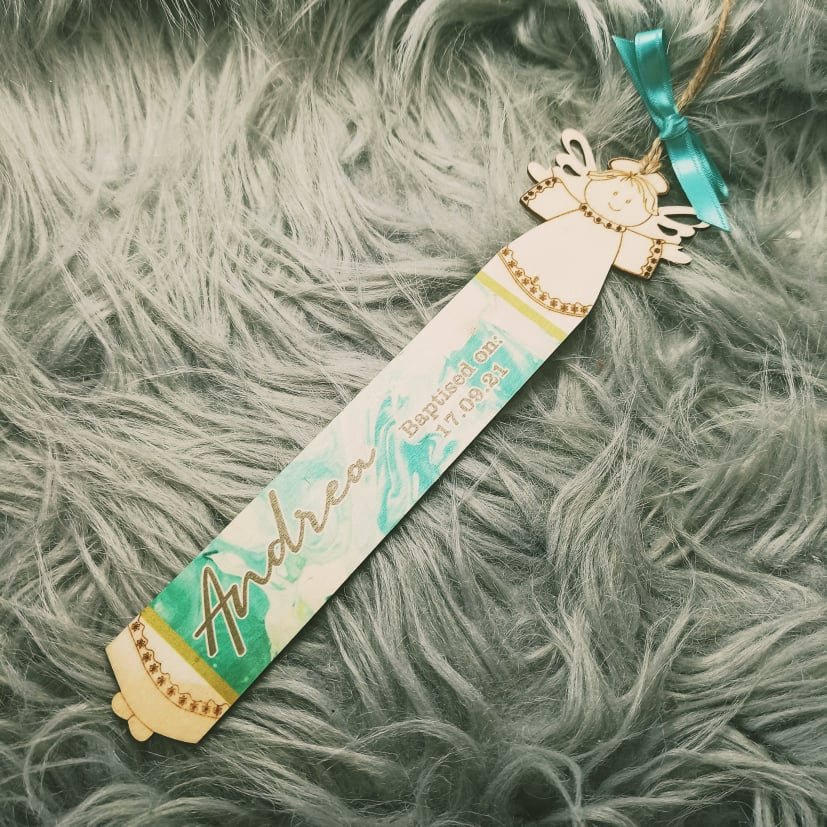 Print on Wooden Angel Bookmark - Boy/Girl - 20.6x5.6