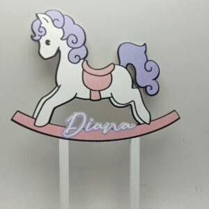 Wooden Cake Topper - Rocking Horse Theme