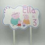 Wooden Cake Topper - Peppa Pig Theme
