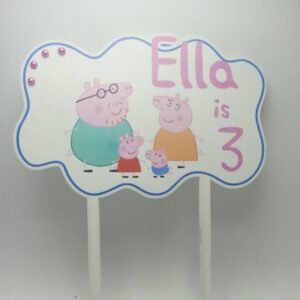 Wooden Cake Topper - Peppa Pig Theme