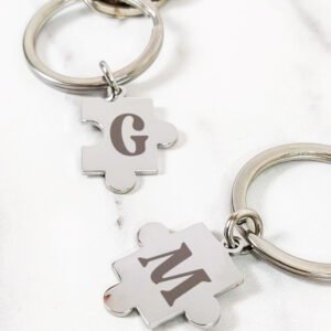 Stainless Steel Keychain - Puzzle Piece - Engraved - 26mm