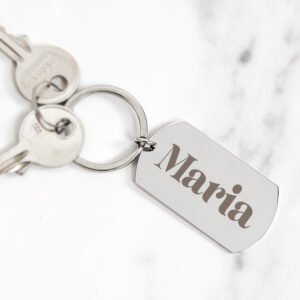 Stainless Steel Keychain - Rectangle - Engraved - 28x50mm