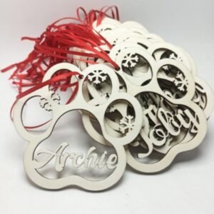 Personalised Dog Paw Christmas Decoration Hanging Bauble