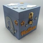 Money box with lock - Elephant and Stars Theme 2