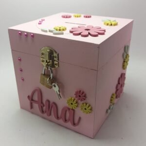 Money box with lock - Flowers Theme