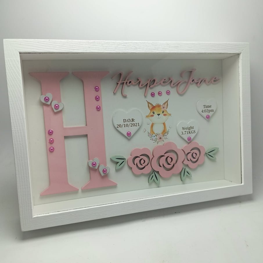 Baby Box Frame with Glass - Fox Theme