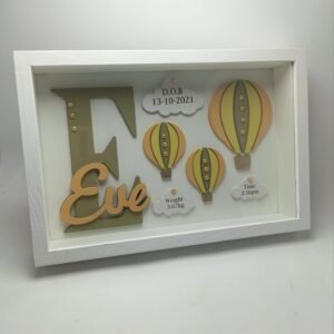 Baby Box Frame with Glass - Hot Air Ballon Theme 2