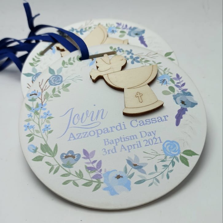 Round Hanging (Flowers Design) - Baptism Souvenir