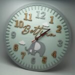 Personalised Hand Painted Clock - Elephant Theme 2