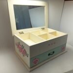Wood Jewel Box with Mirror and Drawer – 26.5×18.5x12cm