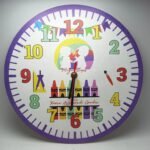 Personalised Printed Clock - Crayons Theme 2
