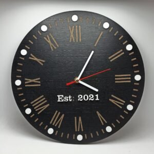 Personalised Engraved Black Clock - Roman Numbers