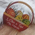 Personalised Wooden Printed Easter Basket - Free Standing