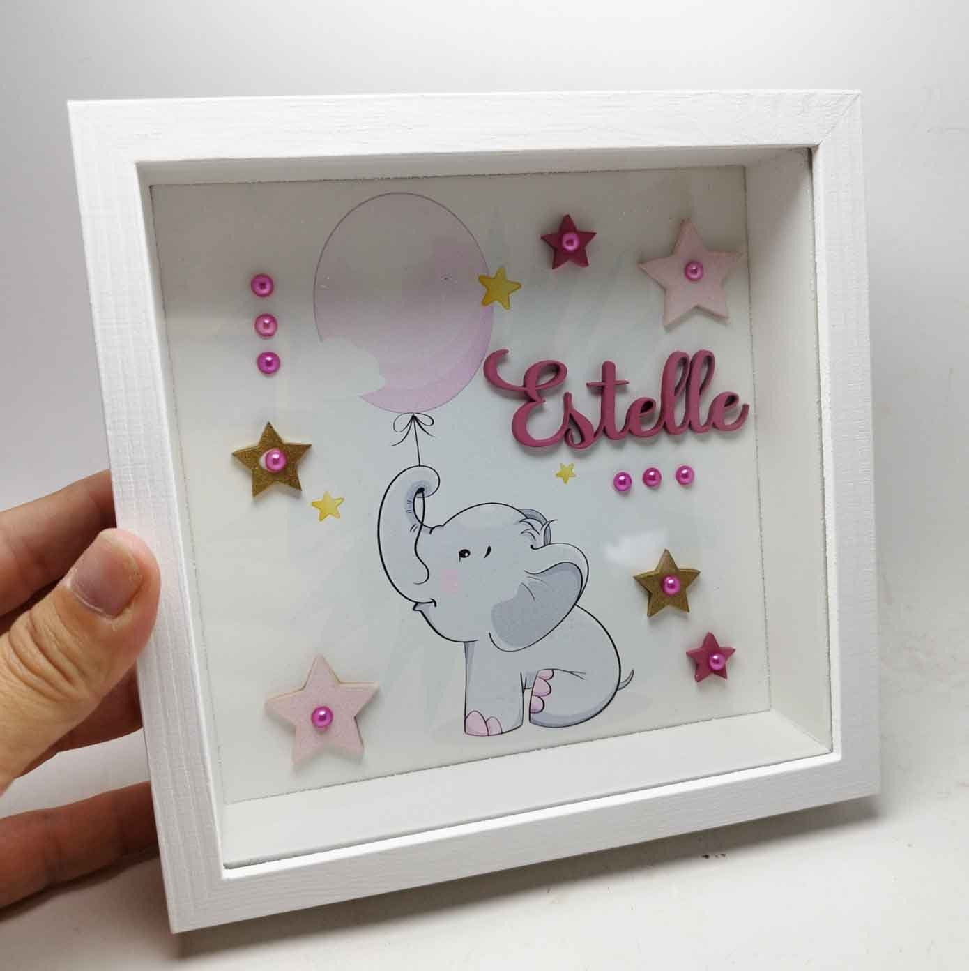 Square Frame with Glass - Elephant Theme