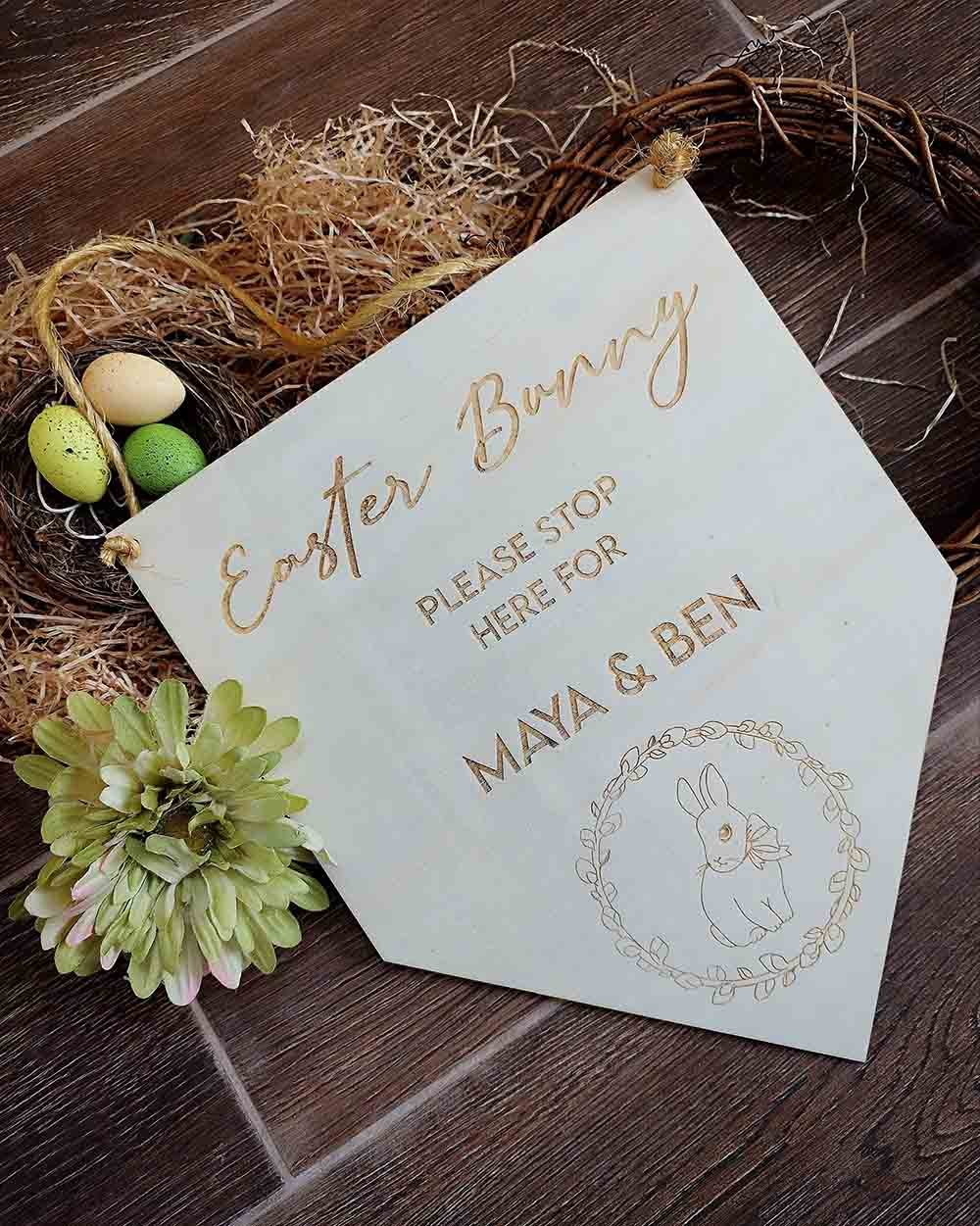Wooden Personalised Easter Sign