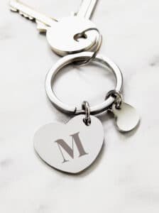 Stainless Steel Keychain - Heart - Engraved - 25mm