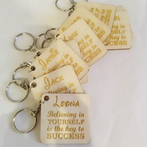 Wooden Engraved Keychain - Believing in Yourself