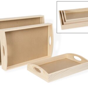 Set of 3 Wooden Trays