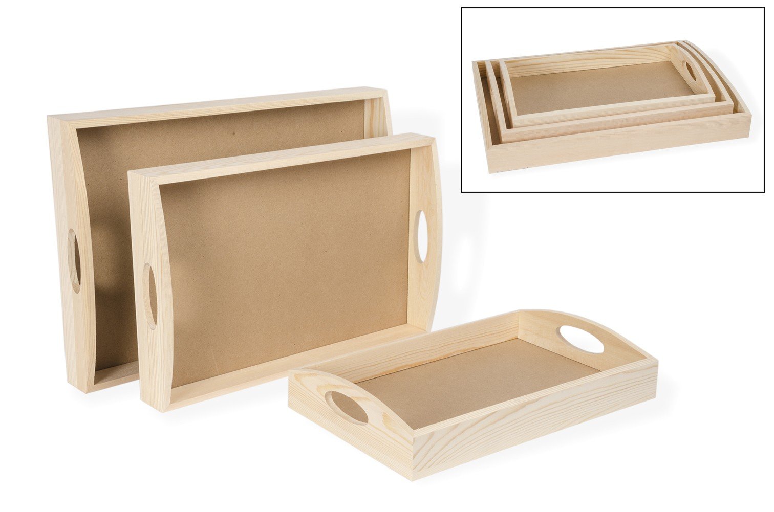 Set of 3 Wooden Trays
