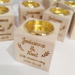 Candlestick Wood Holder - Engraving - Anniversary