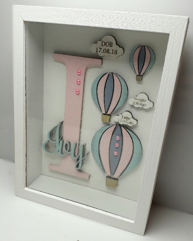 Baby Box Frame with Glass - Hot Air Ballon Theme