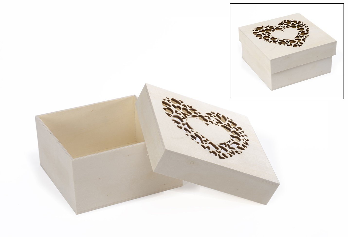 BOX W/LACED HEART 16X16X8CM