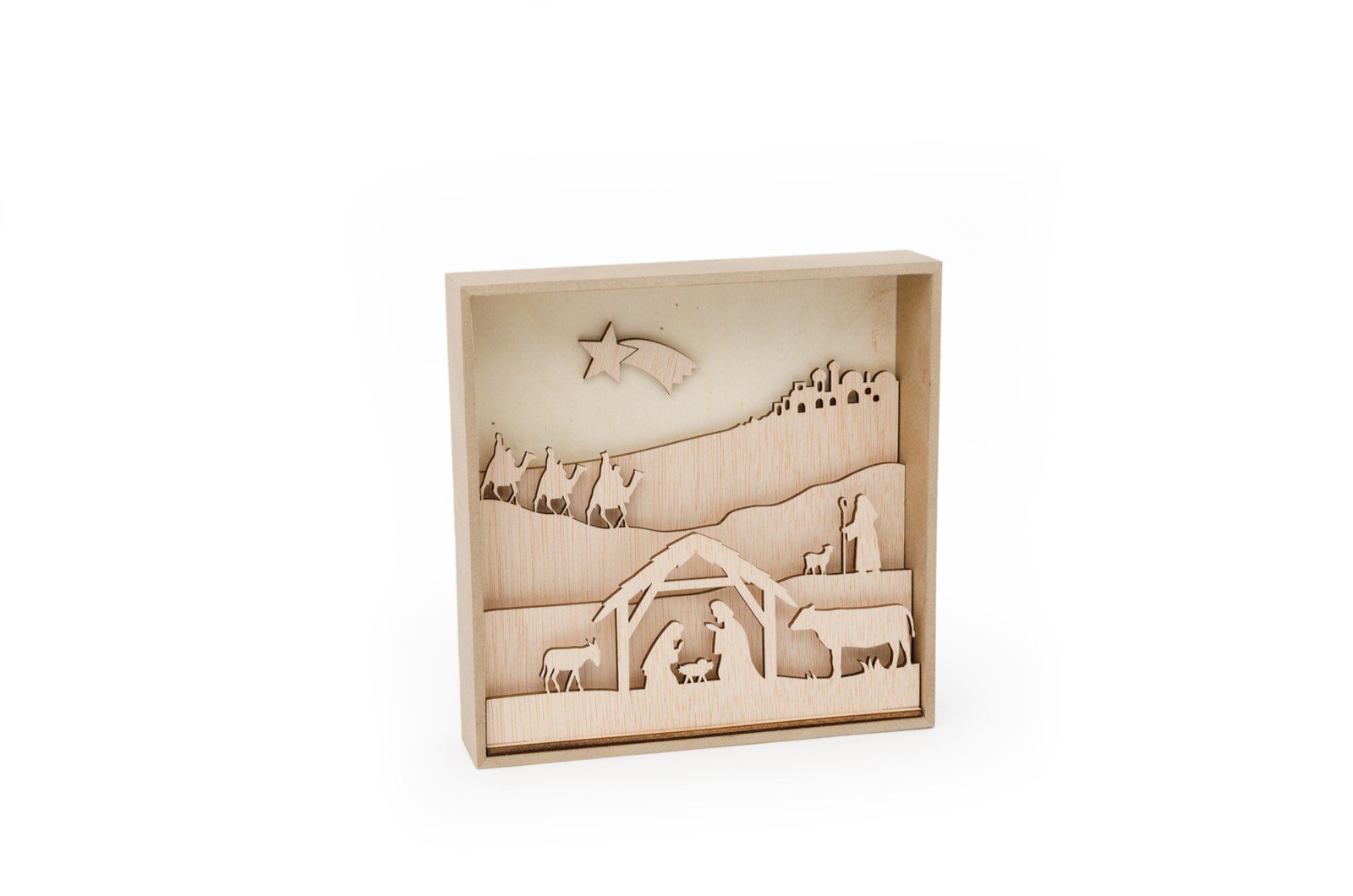 FRAME 20X20X4.5X0.9CM W/NATIVITY FAMILY