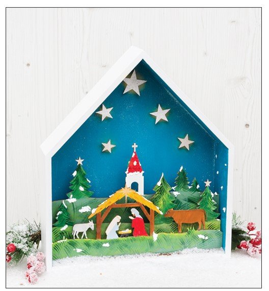 FRAME HOUSE 31X7.2X35CM W/NATIVITY FAMILY - Image 2