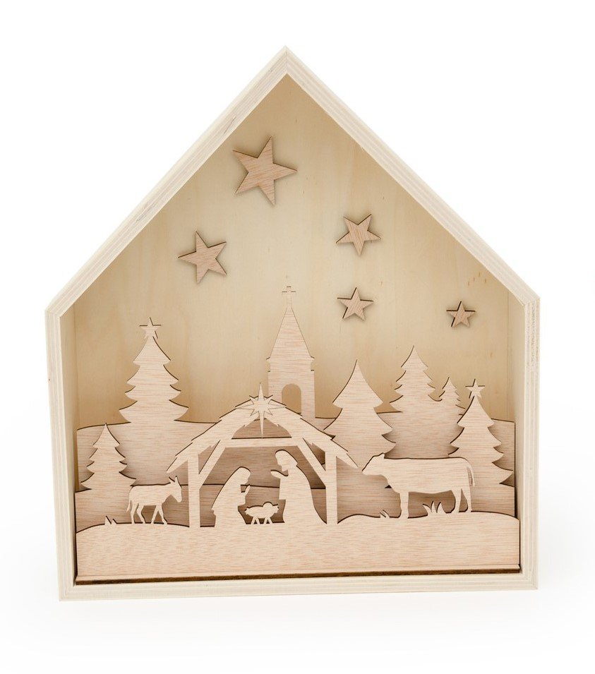 FRAME HOUSE 31X7.2X35CM W/NATIVITY FAMILY - Image 3