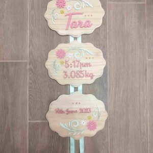 Baby Wall Plaque Large - Flowers Themed
